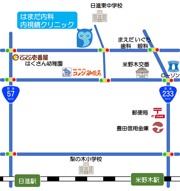はまだ内科・内視鏡クリニック 地図